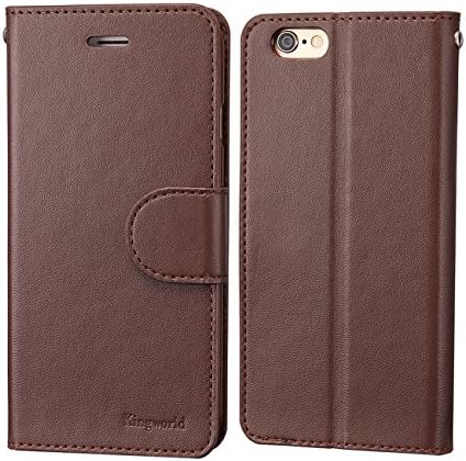 iPhone 6 6s Wallet Case KINGWorld Premium PU Slim Leather Case with Flip Stand Feature with ID Credit Card Slot Holder Pockets Magnetic Closure for Apple iPhone 6 6s (4.7 inch)-Brown
