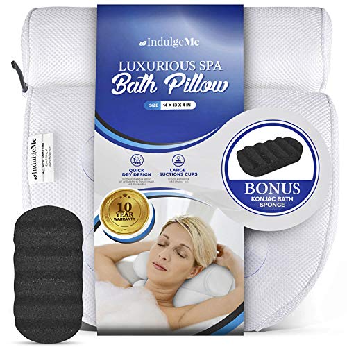 Harrison House Luxurious Bath Pillow - Plus Konjac Bath Sponge, Extra Large Suction Cups, Quick Drying Mesh