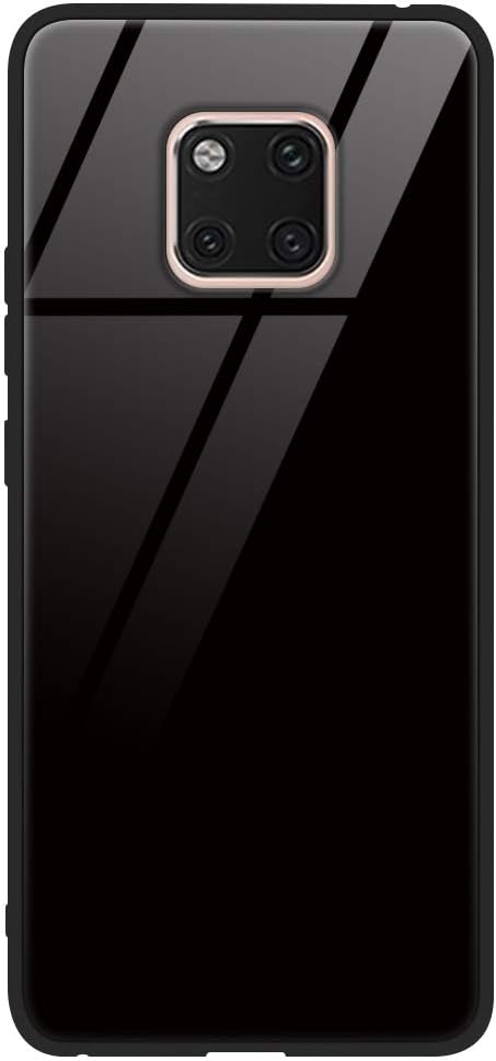 Yoedge Case for Huawei Mate 20 Pro, Tempered Glass Back Cover Case with Pattern [Ultra Slim] + Soft TPU Silicone Bumper Frame Anti-Scratch & Shockproof for Mate 20 Pro (Black)