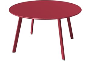 Grand patio Round Steel Patio Coffee Table, Weather Resistant Outdoor Large Side Table, 28-inch, (Red, 1PC)