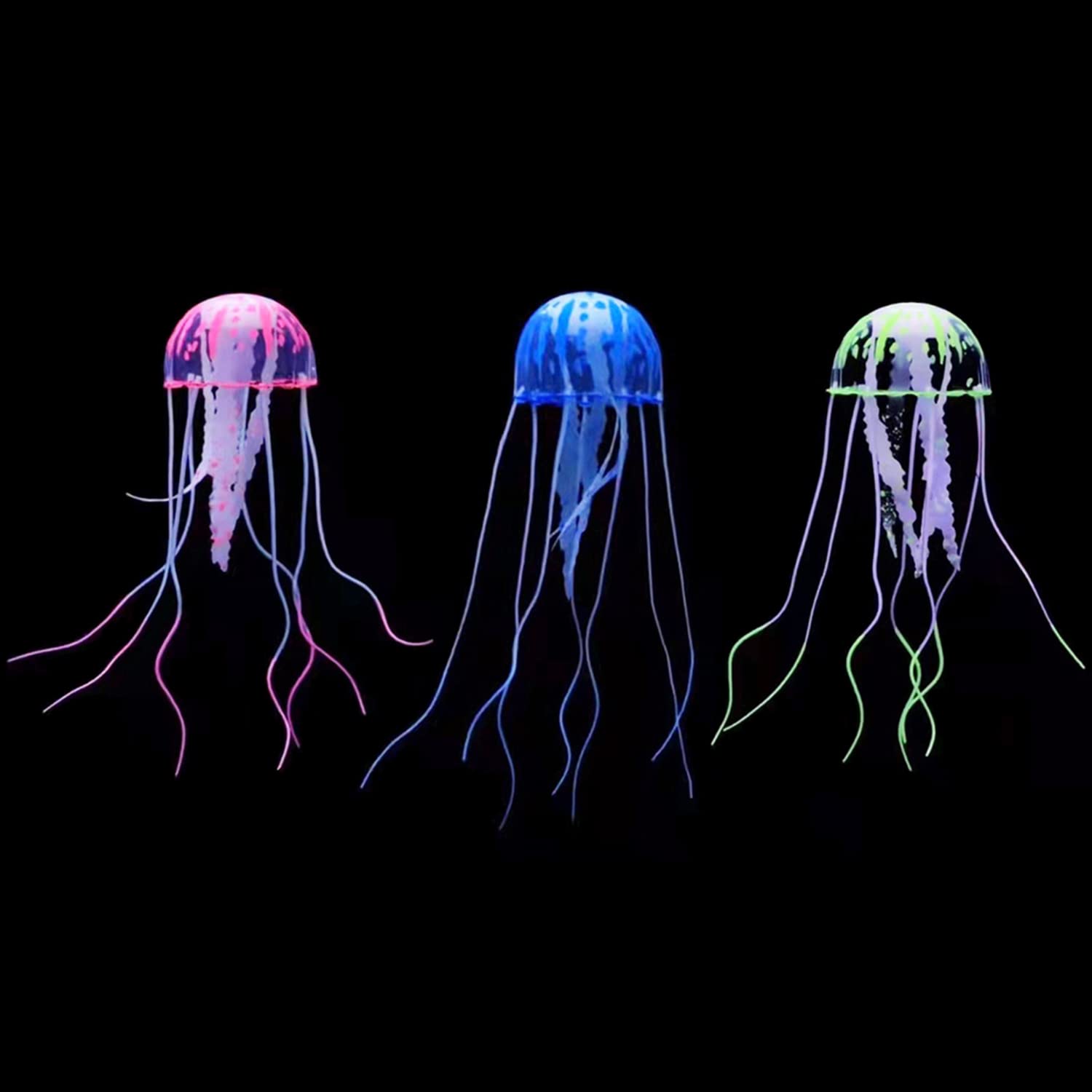 Lezevn 3Pcs Artificial Fake Jellyfish Glowing Effect Jellyfish Ornament Floating Aquarium Decorations for Fish Tank Decoration Ornament