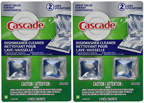 Cascade Dishwasher Cleaner, Fresh Scent, 2 Count (Pack of 2) Total 4 Pacs