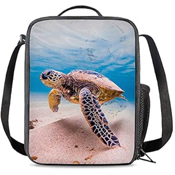 Vunko Sea Turtle Insulated Lunch Bag for School Work Office Picnic Ocean Hawaii Tote Lunch Box Containers for Adults and Kids Compact Reusable Cooler Bag with Shoulder Strap