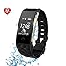 Fitness Tracker Heart Rate Monitor Activity Health Tracker Waterproof Smart Wristband Band with Pedometer Sleep Monitor Step Calorie Counter Bluetooth Bracelet for Swimming Bicycling (Black)