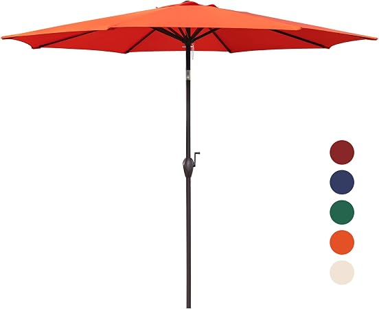 Amazon Com Kingyes 9ft Patio Table Umbrella Outdoor Umbrella With Push Button Tilt And Crank For Commercial Event Market Garden Deck Backyard Swimming And Pool Orange Garden Outdoor