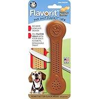 Pet Qwerks Flavorit Peanut Butter Flavor Infused Nylon Chew- Fillable Porous Surface for Spreads, Durable Tough Toys for Aggressive Chewers | Made in USA with FDA Compliant Nylon - for Medium Dogs