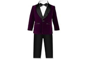 SANGTREE Boys Shawl Tuxedo Suit Velvet Set Gentleman Wedding Outfit, 3 Months - 14 Years