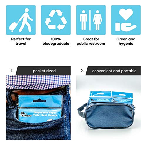 SoNeat Disposable Paper Toilet Seat Covers 10 Packs (100-Count) Travel Essential, Flushable, Biodegradable - Thumbnail 3