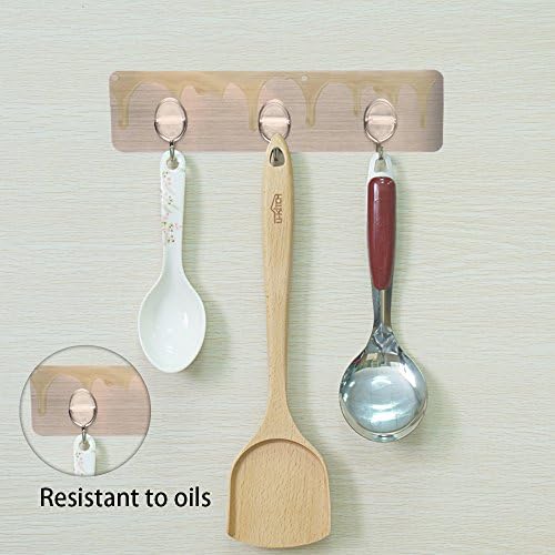 3 Hooks (Brushed Gold) Strong Adhesive Hooks Heavy Duty Nail Free No Scratch Waterproof Seamless Sticky Hooks for Bathroom Kitchen office Wall and Ceiling Hat/Towel/Robe/Clothes