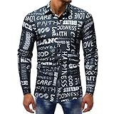 AIEason Men top Mens Fashion Letter Printed Blouse