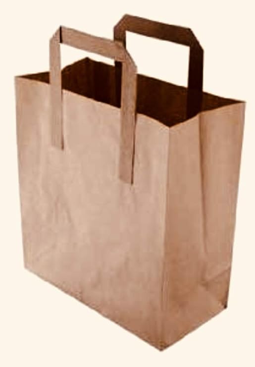 Packitsafe All Sizes 50 Small Brown Paper Bags SOS Handled. Flat