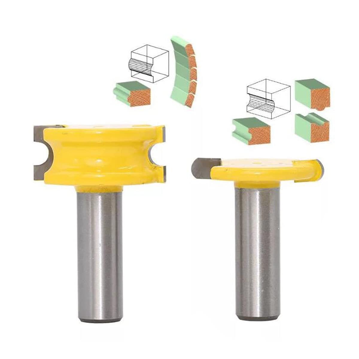 TOPWAY 1/4 Inch Shank Flute & Bead Canoe Joint Router Bit Set 2Pcs, Carbide-Tipped Woodworking Milling Cutter Tools 133301