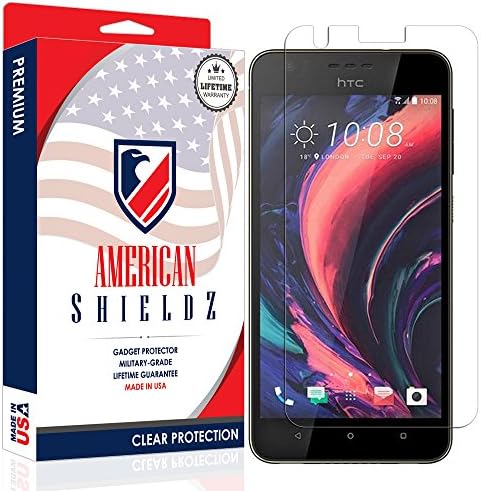 HTC Desire 10 Pro Screen Protector by American Shieldz Full Coverage Screen Edge-to-Edge, Invisible Clear HD Shield Anti-Bubble, Lifetime Replacements