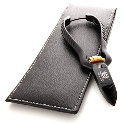 CANDURE® negro profesional del clavo Clippers Pinzas para uñas gruesas, 13,97cm Hoja curva para todo tipo de uñas (negro y oro)