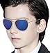 Kids Junior Aviator Classic Sunglasses Metal Frame Reflective Lenses By Comcl (Blue Flash, 52)