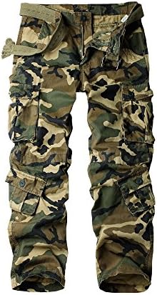 OCHENTA Men's Outdoor Wild Military 8 Pockets Cargo Pant #3357 Army Green Camo 44