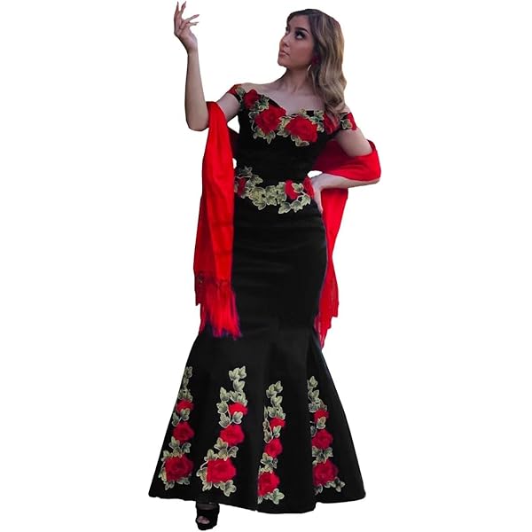 knee length dresses for ladies Puebla Long Mexican Dress Mermaid Cut – Camelia Mexican Boutique main image 0