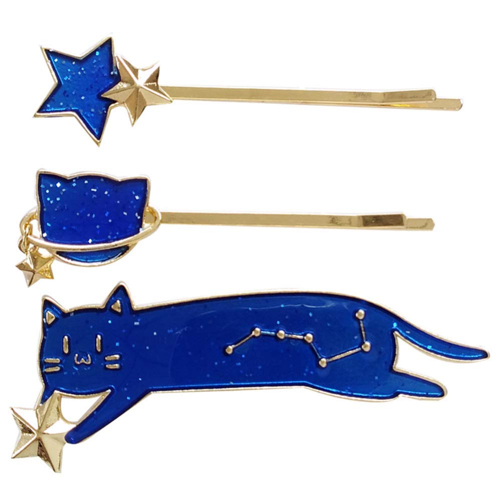 Lurrose Hair Pin 3pcs Cat Hair Clips Hairpins Animal Star Clips Barrette Bobby Pin Clamps Hair Accessories for Students Teens Girls Women Hair Clip
