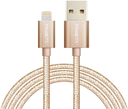 PNGXE 3ft USB Lightning Cable Nylon Braided Data Sync Charging Cord for Iphone 6 / 6 Plus, Iphone 5 / 5s / 5c, Ipad Mini, Ipad Air, Ipod Touch 5 (Gold)