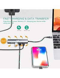 LP USB C Hub, 5-in-1 USB Type-C Adapter with 100W Type-C PD Port, 4K USB-C to HDMI, 3 USB 3.0 Ports for MacBook(Pro), Chromebook, XPS & More