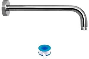 Lordear Shower Arm Chrome 16 Inch Shower Extension Arm L Shape Polished Chrome Stainless Steel Long Shower Head Extension Tube, Shower Extender Arm with Flange