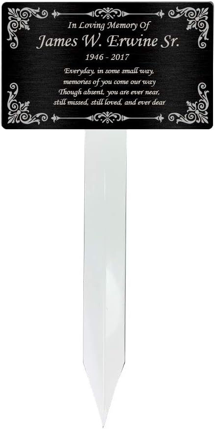 Plaques & Wall Art - Personalized Memorial Plaque Stake, Grave Marker, Remembrance Plaque, Outdoor, Indoor Memorial Plate (Black/Silver)