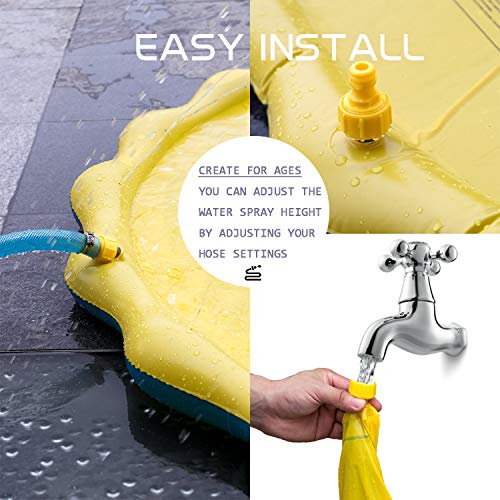 Bosun 【2019 New】 Splash Play Mat 68" Outdoor Water Play Sprinkle and Splash Play Mat Pad Toy for Children Infants Toddlers,Boys, Girls and Kids - Perfect Inflatable Outdoor Sprinkler pad