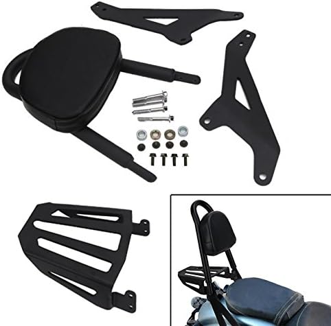 Kawayee Black Detachable Backrest Sissy Bar Luggage Rack with Pad for 2014-2017 Yamaha Star Bolt XV950 XVS950