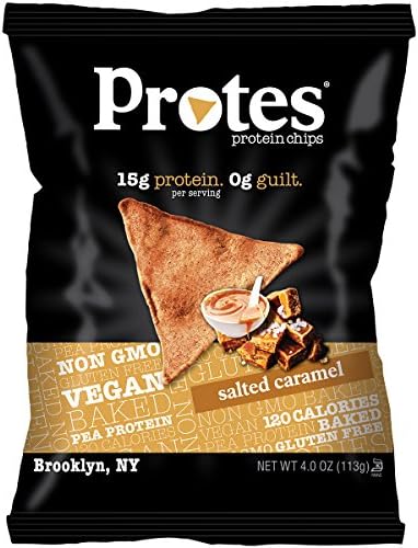 PROTES Vegan Baked Protein Chips | 15G of Protein, 120 Calories &amp; Made with Pea Protein | NON GMO &amp; Gluten Free | 6 Bags (4 oz.) | (Salted Caramel)