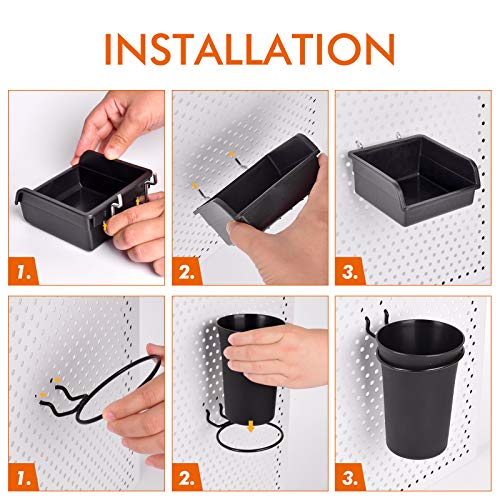 G.CORE Pegboard Bins PegBoard Cups with Hooks & Loops 12 Pack Set, Peg