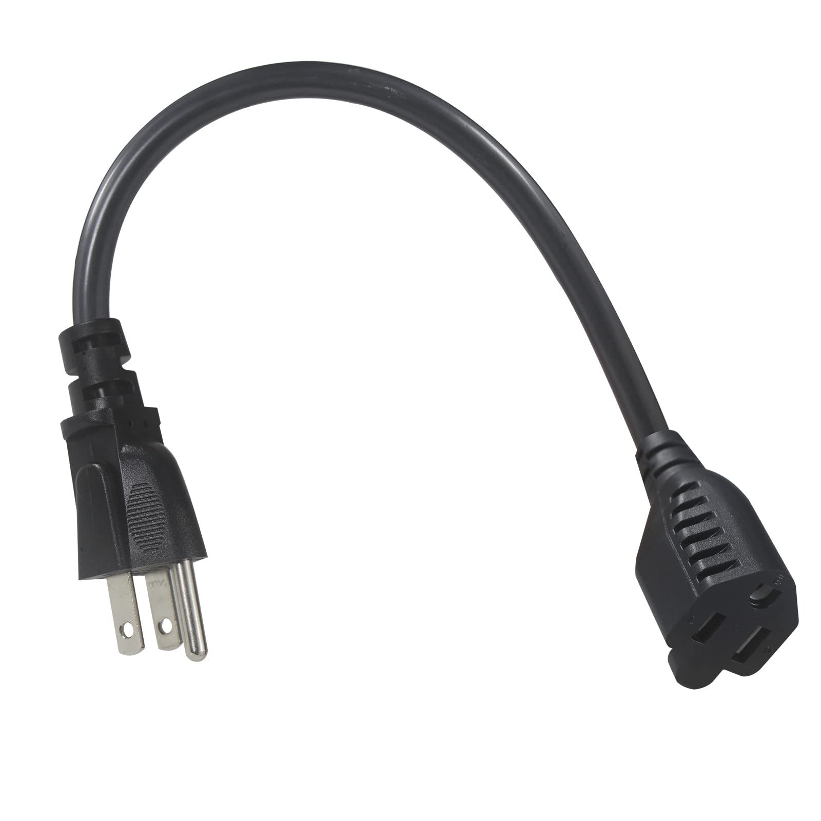 Photo 1 of 1FT Short Power Extension Cord 1FT - Short 3 Prong Extension Cord Outlet Saver Indoor SJT 16 AWG Heavy Duty 1 Foot AC Power Extensions Cable with NEMA 5-15P to NEMA 5-15R Connector (1PACK)