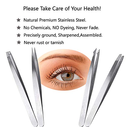 image for HXL Tweezers Set 4-Piece Professional Stainless Steel Tweezers- Best P