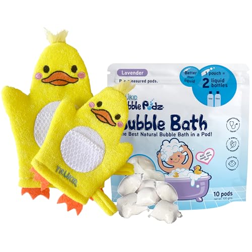TruKid Lavender Bubble Podz & BubbleGlove Set – Bubble Bath Pods with 2 Wash Gloves for a Calming Bath Routine