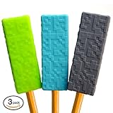 GoGoChews Chewing Pencil Toppers *3 Pack* Pixel Video Game Shape Sensory Chews,Oral Motor Tool,Provides Sensory Input Special Needs Chewers, Occupational Therapy Aid, Teething Toys (Blue/Green/Grey)