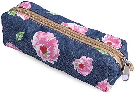 Floral Pencil Case Cosmetic Makeup Bag Zipper Pouch Purse(Rose PB)