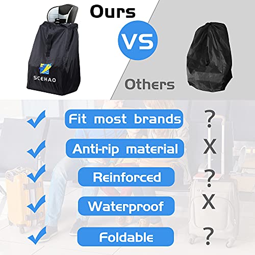 2Pack Car Seat Travel Bag for Airplane,SCEHAO Durable Car Seat