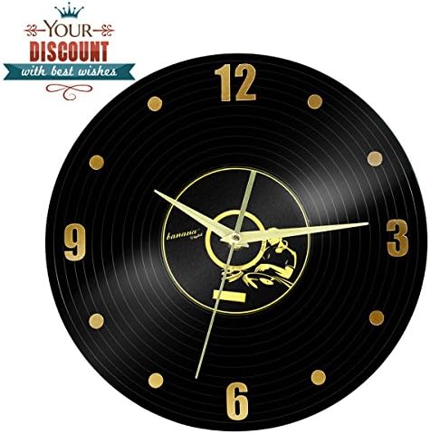 Magho Decorative Wall Clock for Home &amp; Kitchen,Frameless Creative Clocks Decor Vinyl Record Design(12',Black Retro)