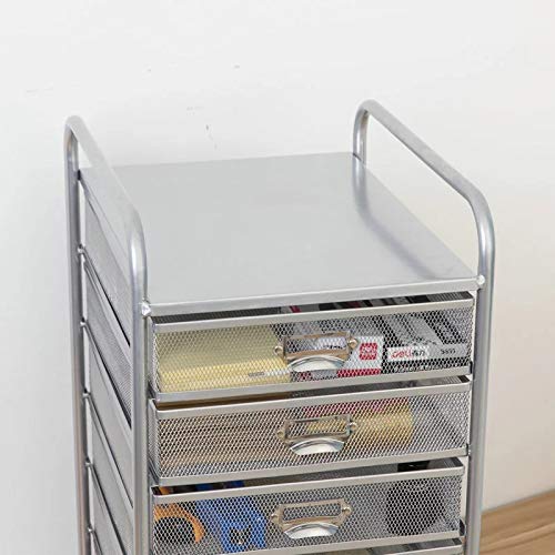 100% Metal Mesh 5 Drawer Rolling Cart Storage Organizer File Basket Cart Office&Home Cabinet-Silver