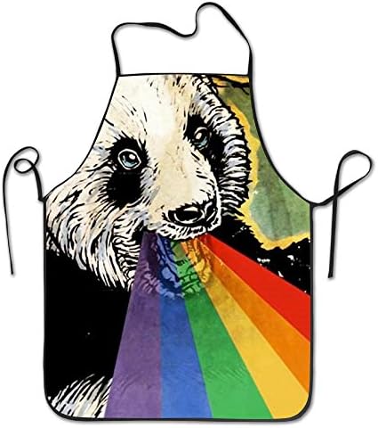 Rainbow Panda Kitchen Aprons Black