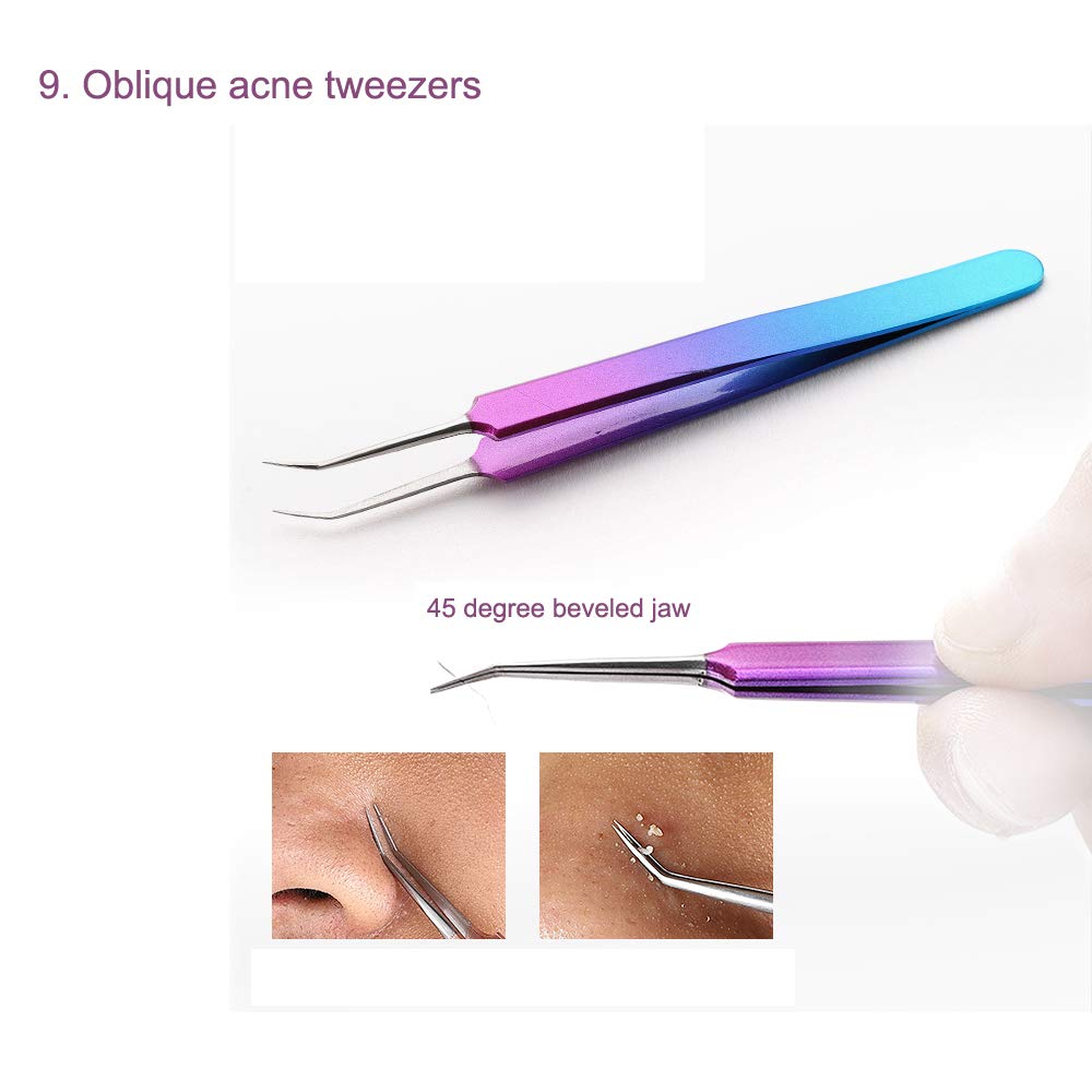 ZIZZON Blackhead Remover Kit Pimple Comedone Extractor Tool Set Treatment for Blemish, Zit, Acne Whitehead Tweezers Kit with 10X Magnifying Mirror: Beauty