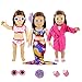 BARWA 3 Sets Summer Clothes Outfits Mermaid Dress and Swimsuits Set Pink Pajamas with Slippers for 18 Inch Dolls Xmas Gift