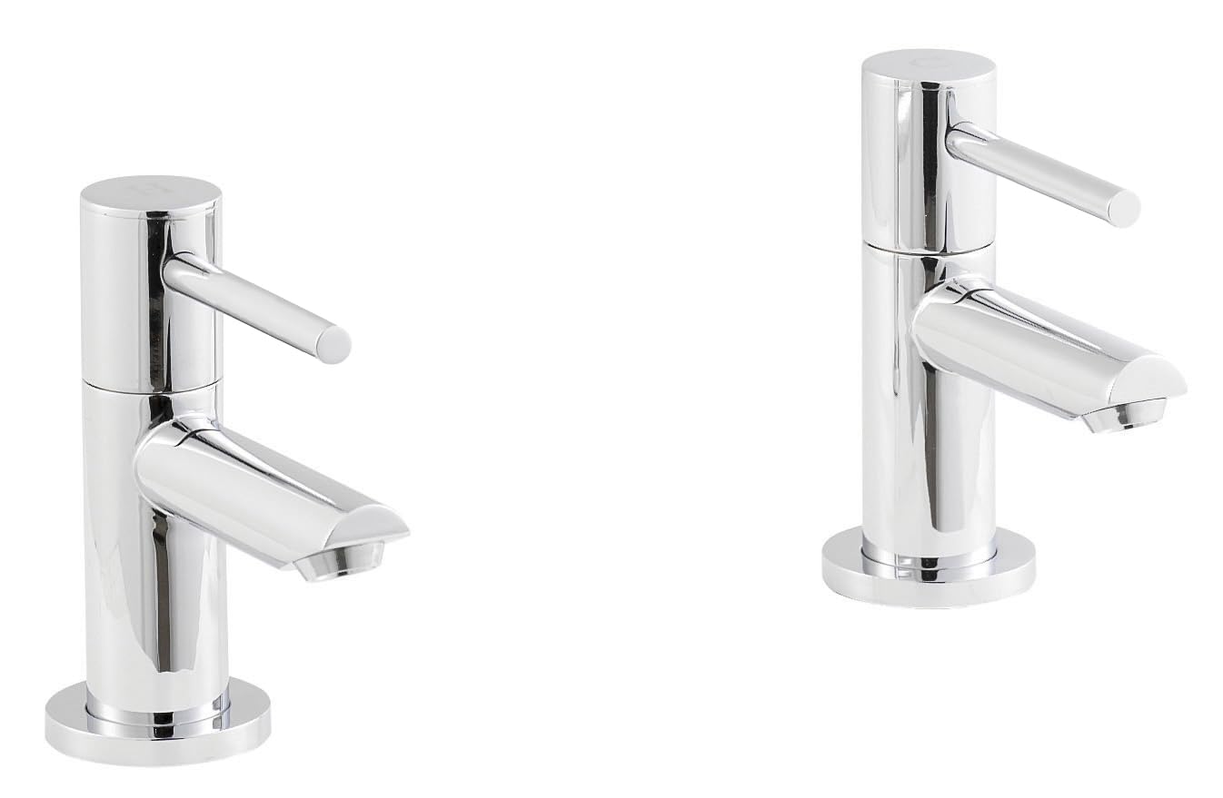 nuie FJ311 Series Two ǀ Modern Bathroom Round Lever Handle Basin Taps, 45mm x 113mm x 111mm, Chrome