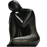 Guichifun Thinker Statue Resin Abstract Sculpture - Collectible Woman Figurine Art Home Office Bookshelf Decorative Objects Desktop Black Decor for Men&Women 5.25 X 6.25 X 8.5 Inch
