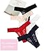 TALEVE Women's Sexy Lace Cheeky Thong Underwear Plus Size Nylon Hipster See Through Panties Pack of 5