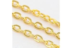 32.8 Feet Iron Cable Chains, Golden Flat Oval Soldered Link, DIY Jewelry Making Accessories, Decorative Chains for DIY Neckla