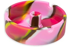 THE FRUGAL SMOKER Silicone Snuffer Ashtray Glowing Glow-in-the-Dark 3.5" Fujima Brand incl. Frugal Smoker Sticker (Pink Swirls)