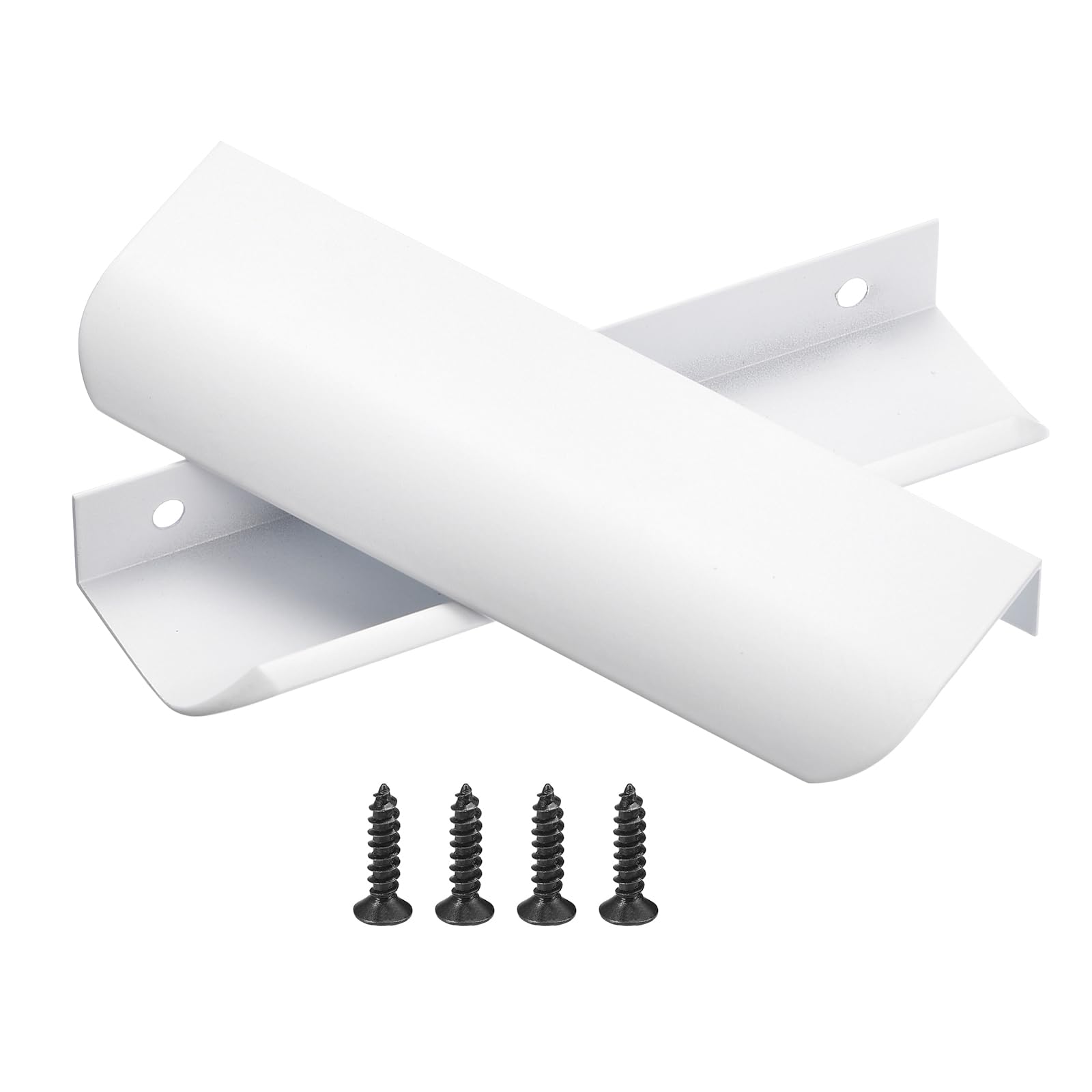 Photo 1 of uxcell 10pcs Finger Pulls for Cabinets, Matte White Edge Drawer Pulls Cabinet Finger Pull 96mm/3.7in Hole Center,Furniture Drawer Handles Hidden Cabinet Handle