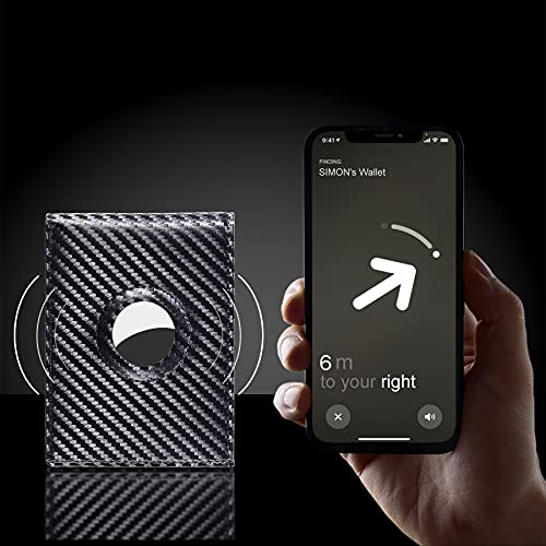 Hawanik Mens Bifold Wallet For AirTag Carbon Fiber Texture, Slim RFID