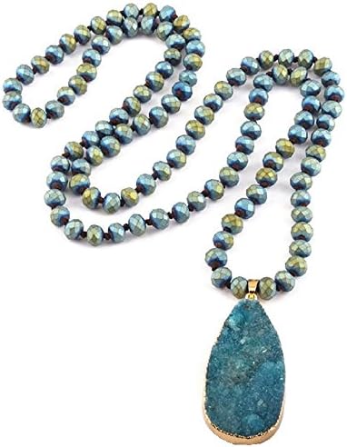 Pizazz Studios 34 Inch Natural Druzy Gemstone Pendant Necklace