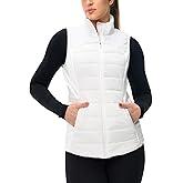 Omwilddo Women's Lightweight Warm Puffer Running Vest Winter Slim Fit Water Resistant Stretch Fleece Jacket Zippered Pockets